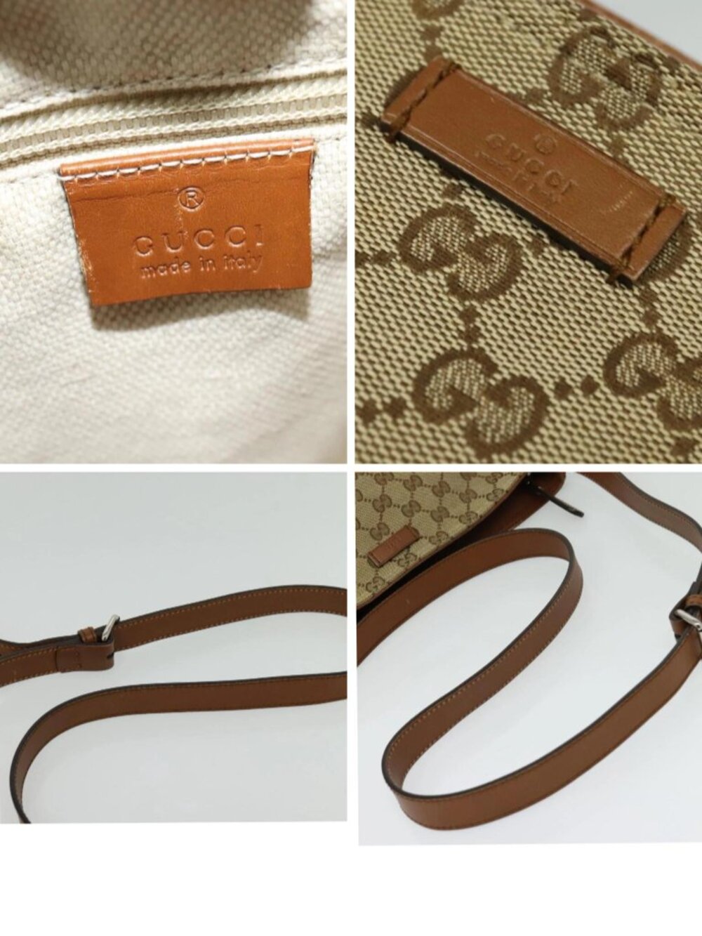 Authentic Gucci GG Supreme Monogram Brown Leather Crossbody/Messenger Bag - Picture 15 of 16